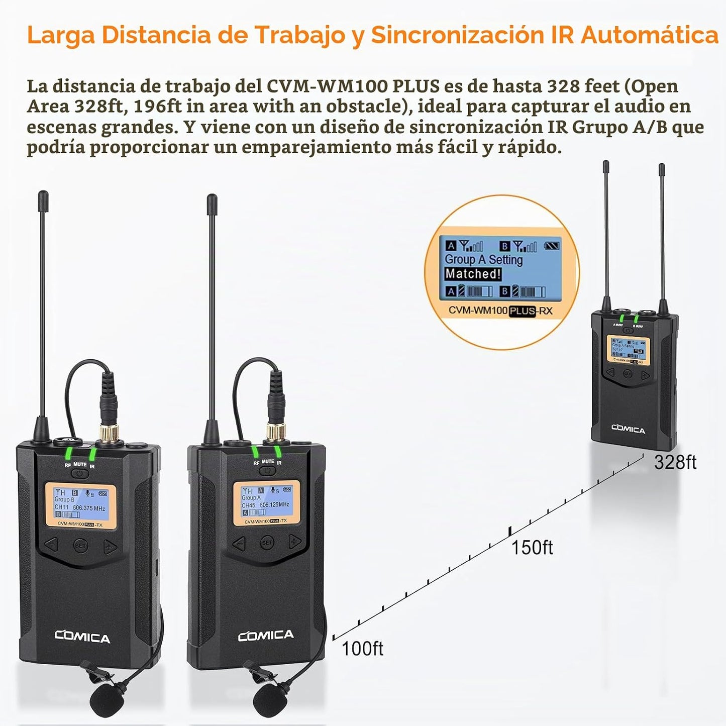 Comica CVM-WM100PLUS - Sistema de micrófono inalámbrico para cámara...
