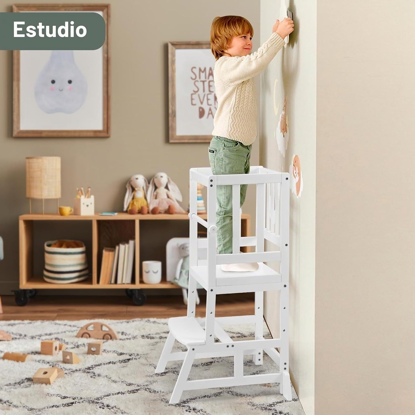 COSYLAND Torre de pie para niños pequeños, taburete de cocina de al...