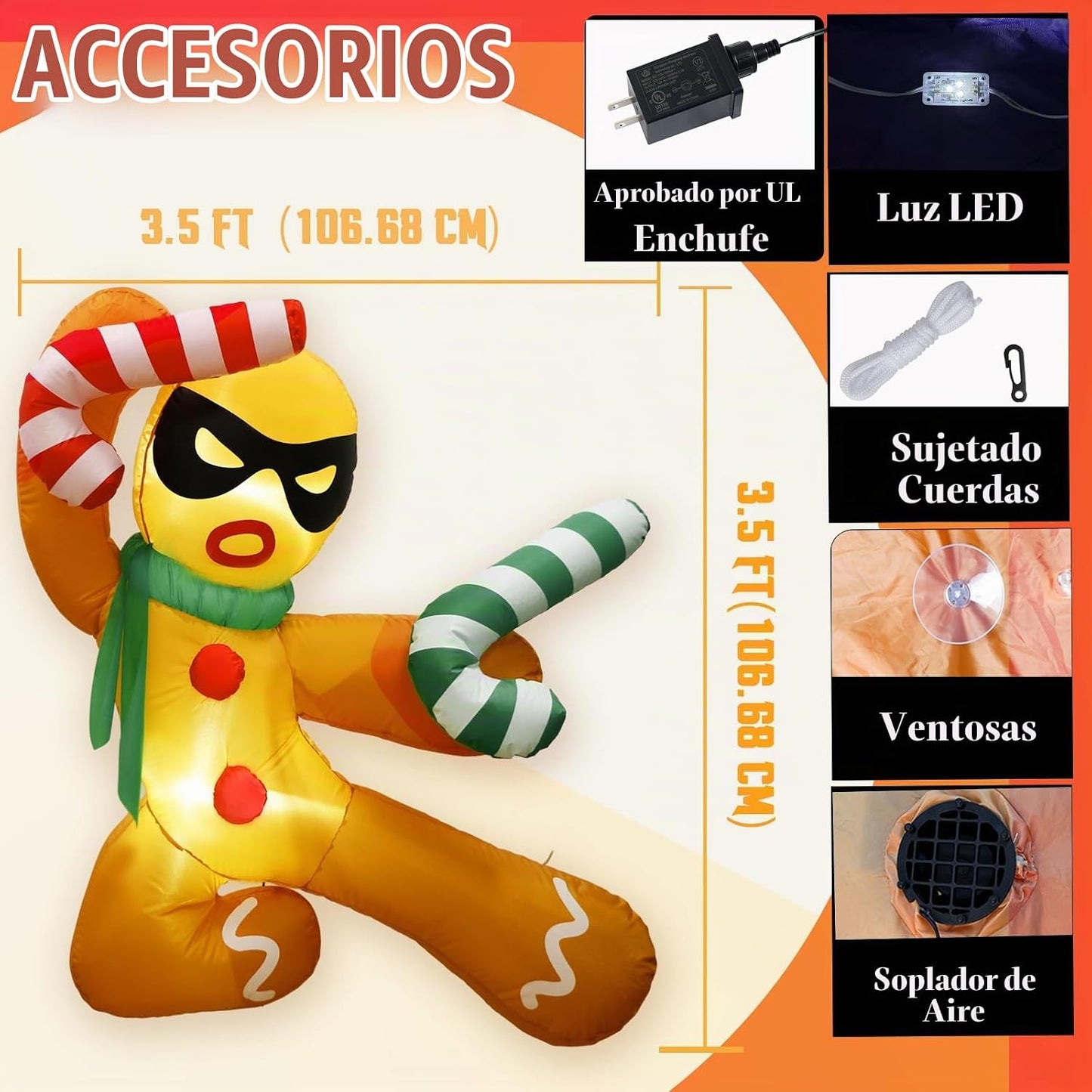 OurWarm Inflables de Navidad de 3.5 pies para decoraciones al aire...