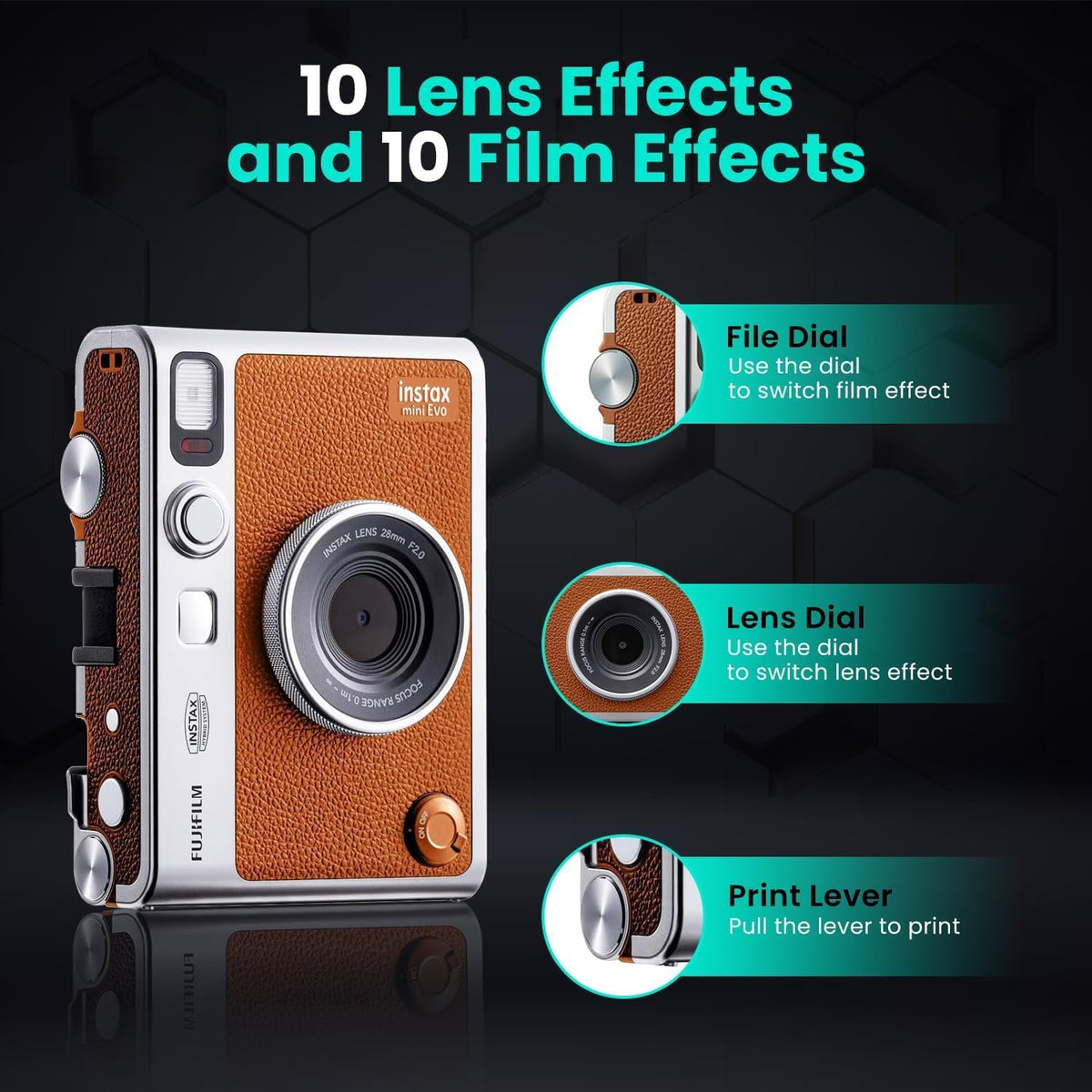 Paquete de cámara Fujifilm Instant Mini EVO híbrida con 20 hojas de...