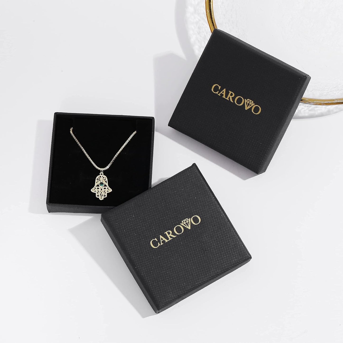 CAROVO - Collares con inicial para mujer, delicado collar con dije...