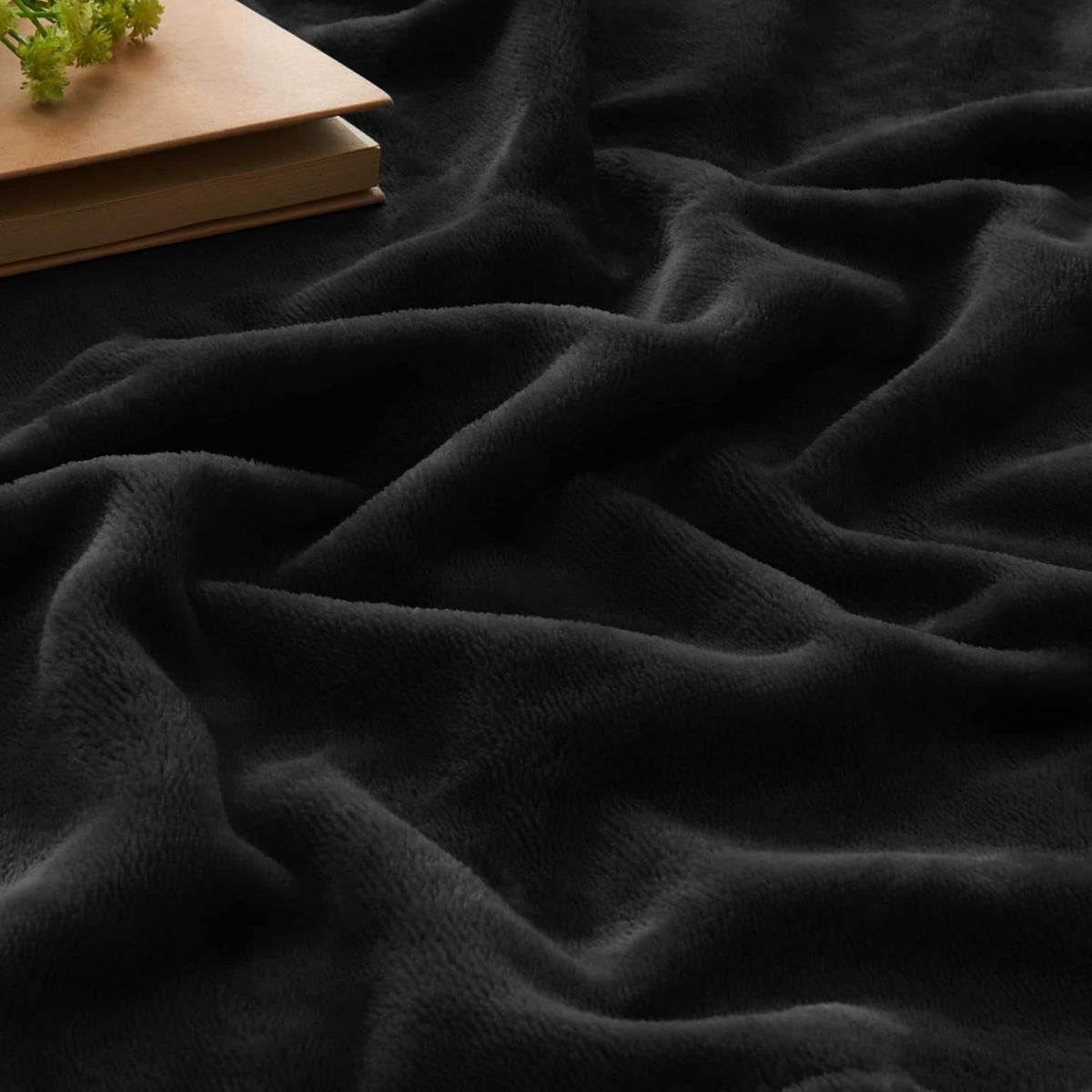 BEDELITE - Manta de vellón negra para sofá y cama, afelpada, suave...