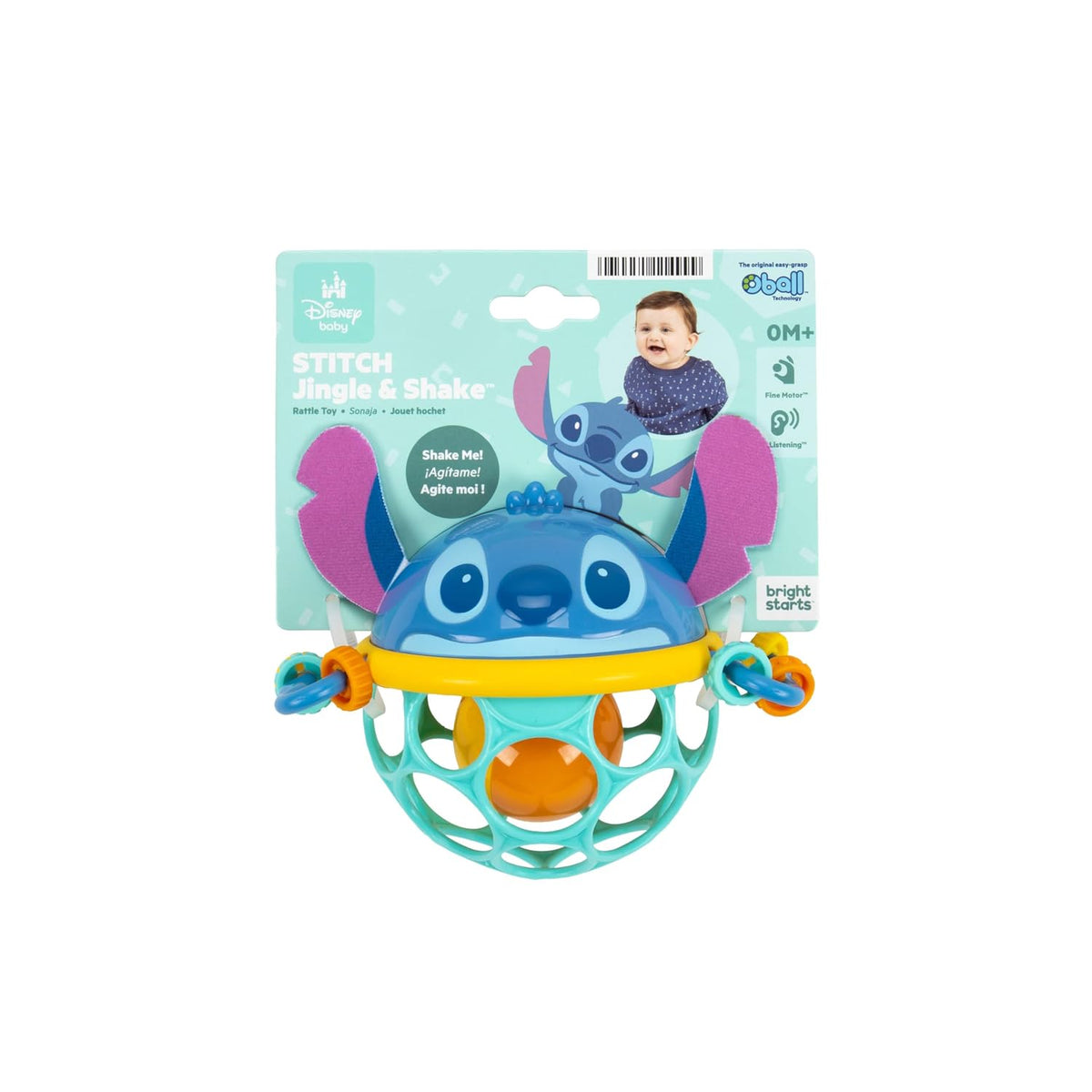 Sonaja de Disney Baby Stitch Oball de Bright Starts, juguete fácil...