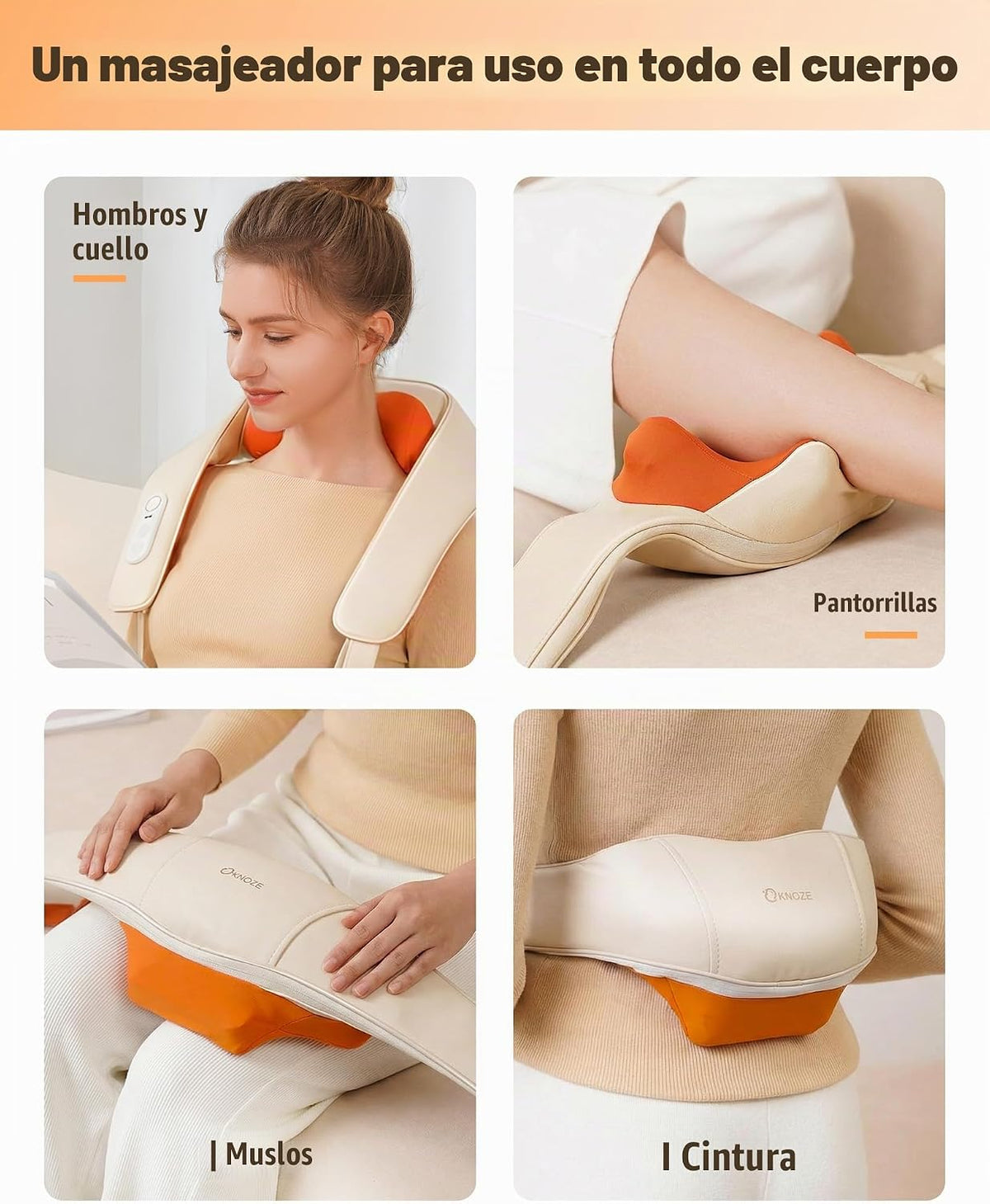 KNQZE Masajeador de cuello inalámbrico para aliviar el dolor de tej...