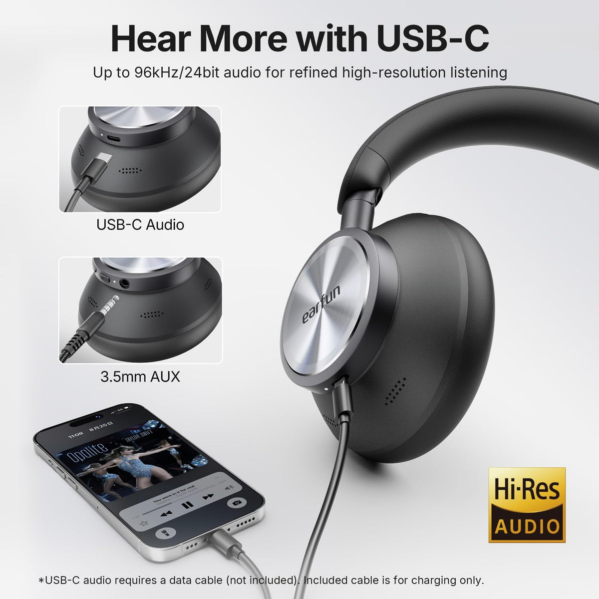 EarFun Wave Pro X Hybrid ANC Auriculares inalámbricos sobre la orej...