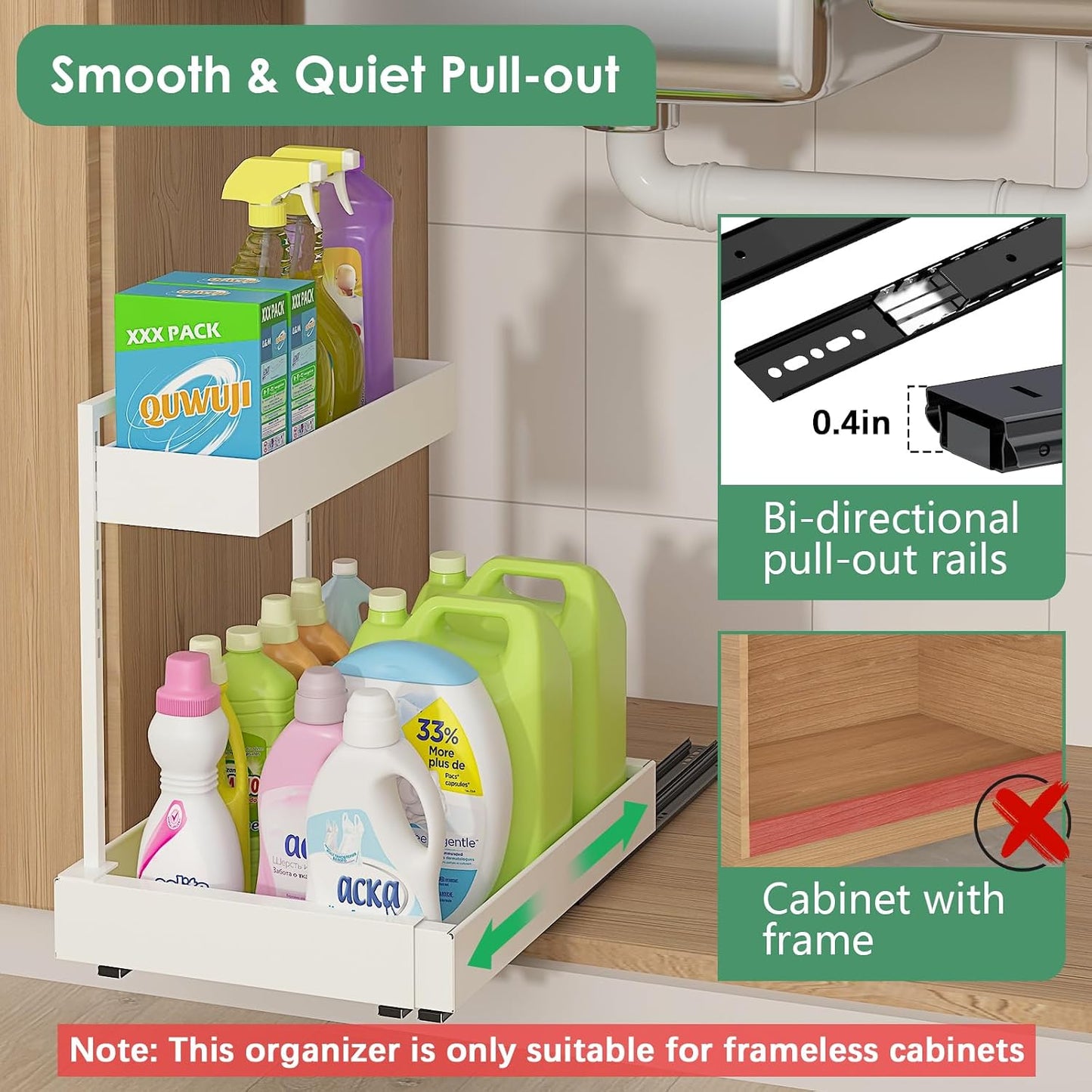 REALINN Organizadores y almacenamiento ampliables para debajo del f...