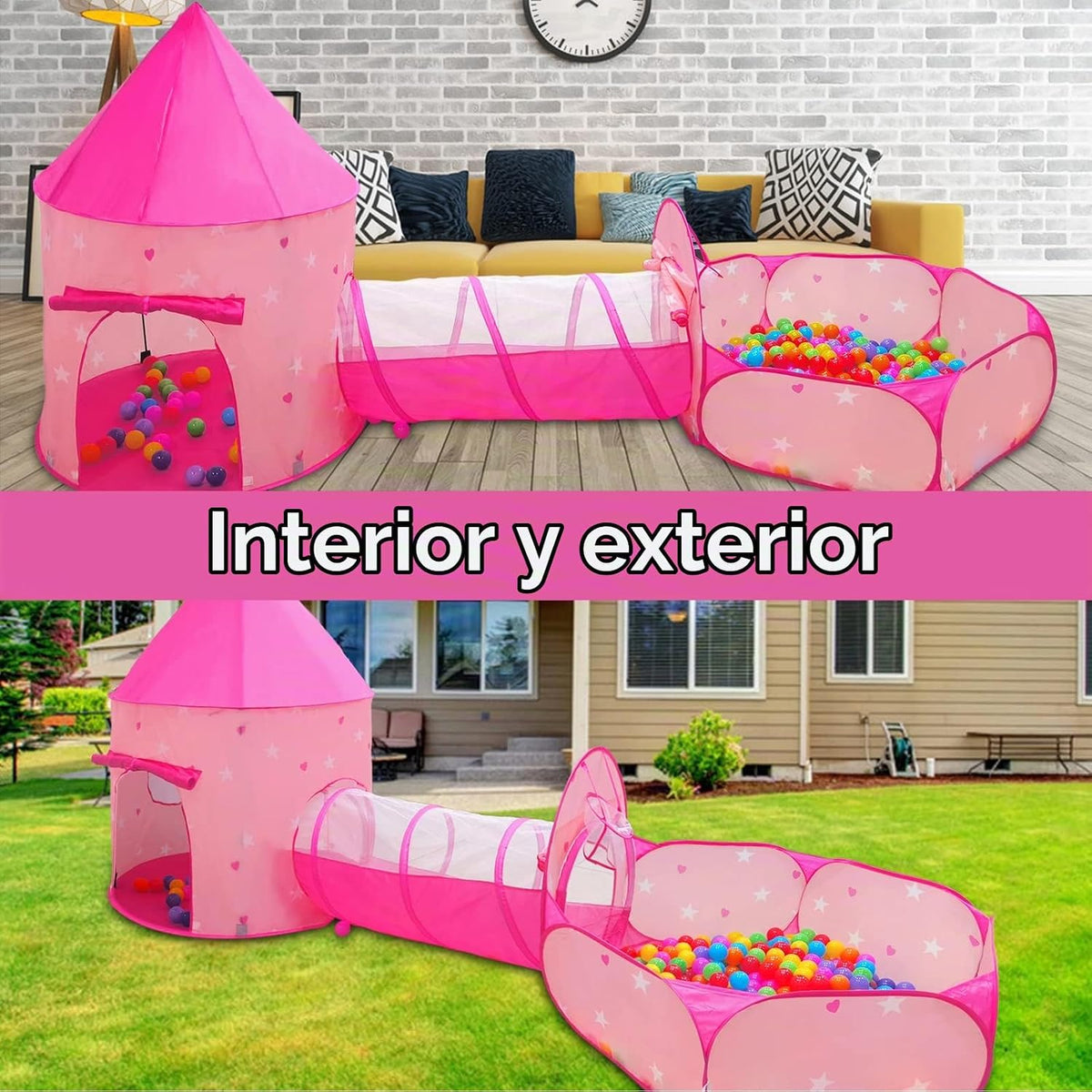 Tienda de campaña de princesa de 3 piezas para niñas con hoyo de bo...