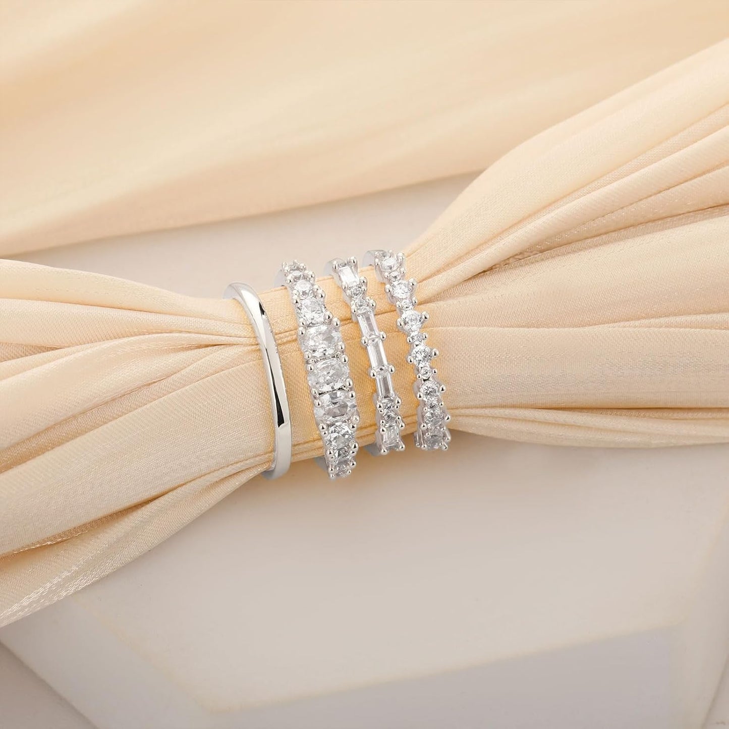 TOBENY Anillos de oro apilables para mujer sin deslustre, delicados...