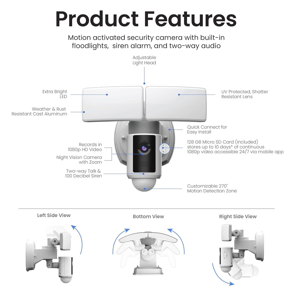 Feit Electric Cámara de seguridad con reflector WiFi, 5000 lúmenes,...