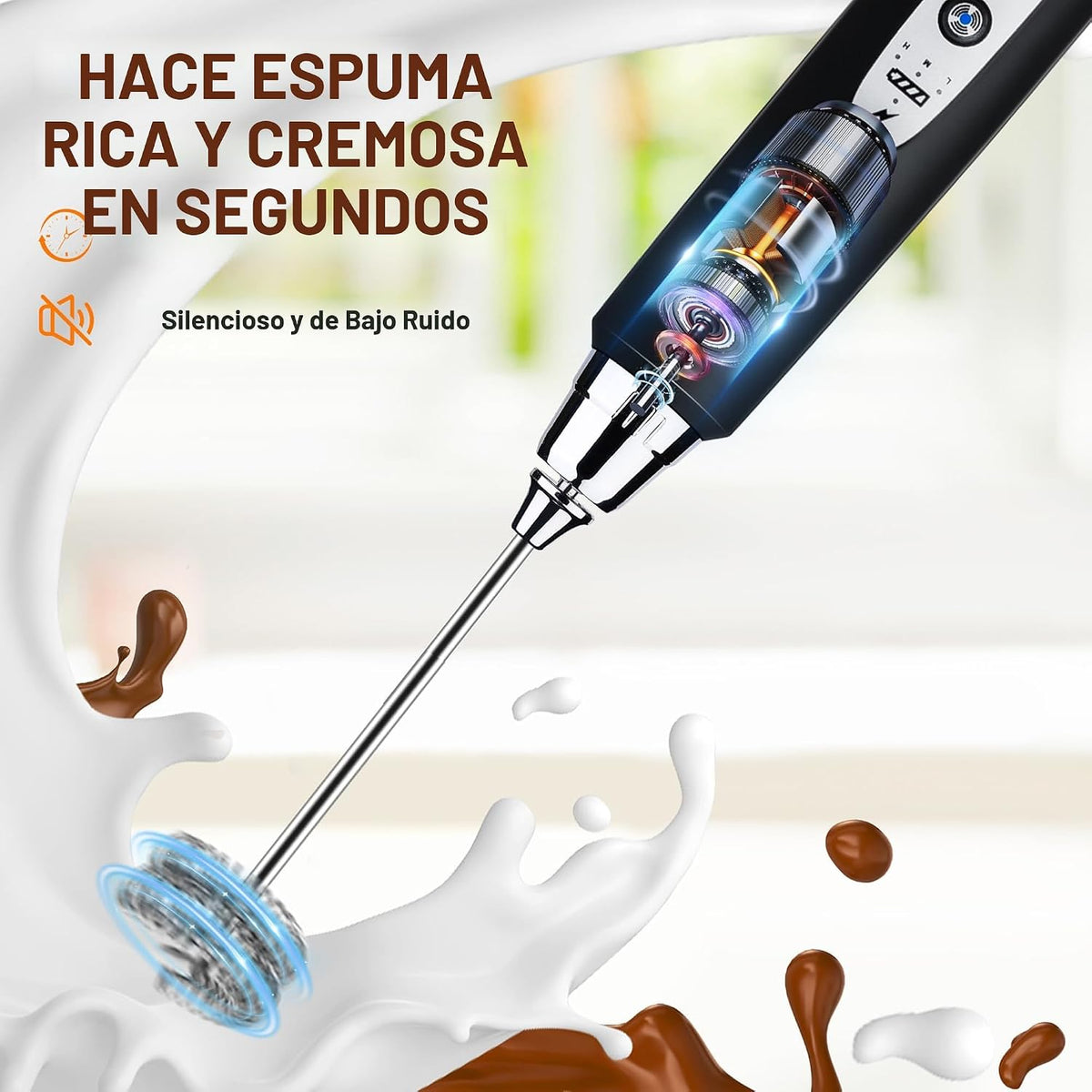 YUSWKO - Varita espumadora de leche portátil para café, batidor elé...