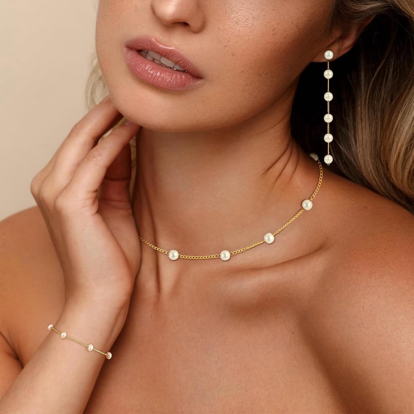 Treasure Bender Collares de perlas de oro para mujer, collar delica...