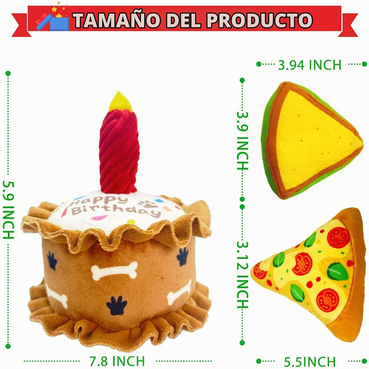 CneeeeeB Juguetes de Cumpleaños para Perros Juguete Crujiente para...