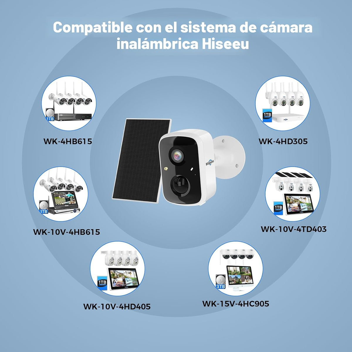Hiseeu Cámara solar de seguridad para exteriores, inteligentes, Wi-...