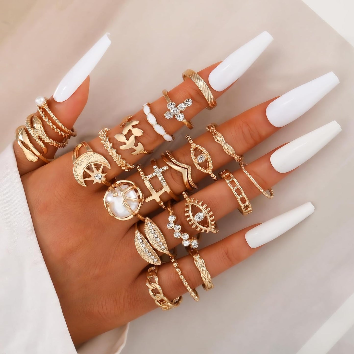 YEEZII Juego de 25 anillos dorados para nudillos para mujer, lindos...