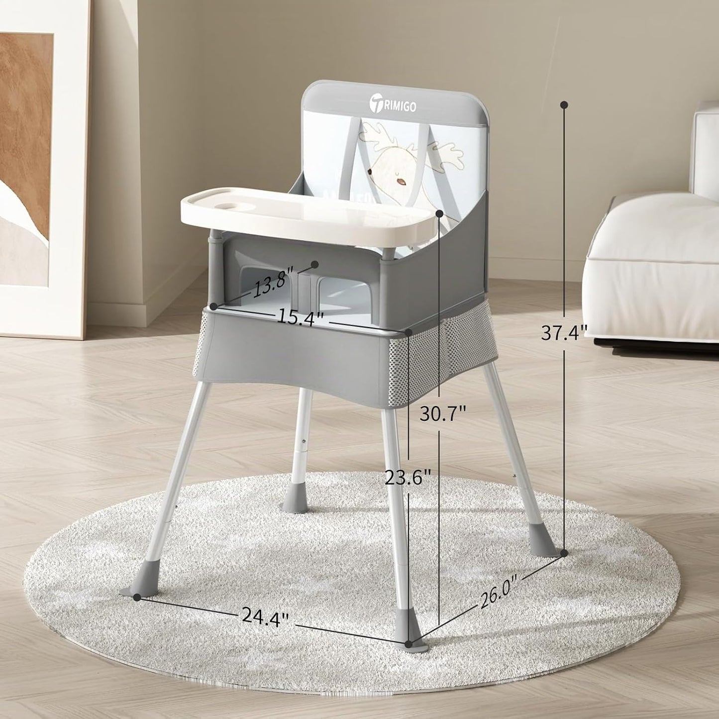 Trimigo Silla alta para bebés y niños pequeños, silla de alimentaci...