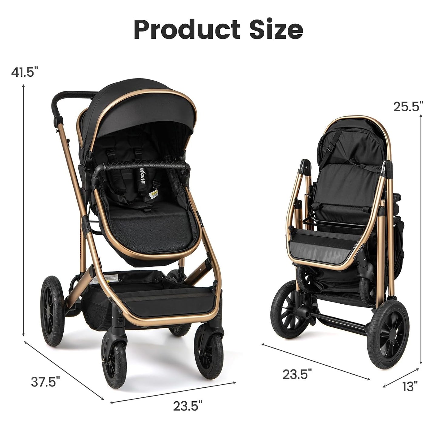 INFANS Cochecito de bebé 2 en 1, cochecito plegable para recién nac...