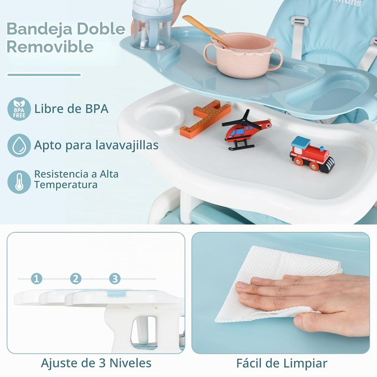 INFANS Silla alta 5 en 1 para bebé, juego de sillas convertibles pa...