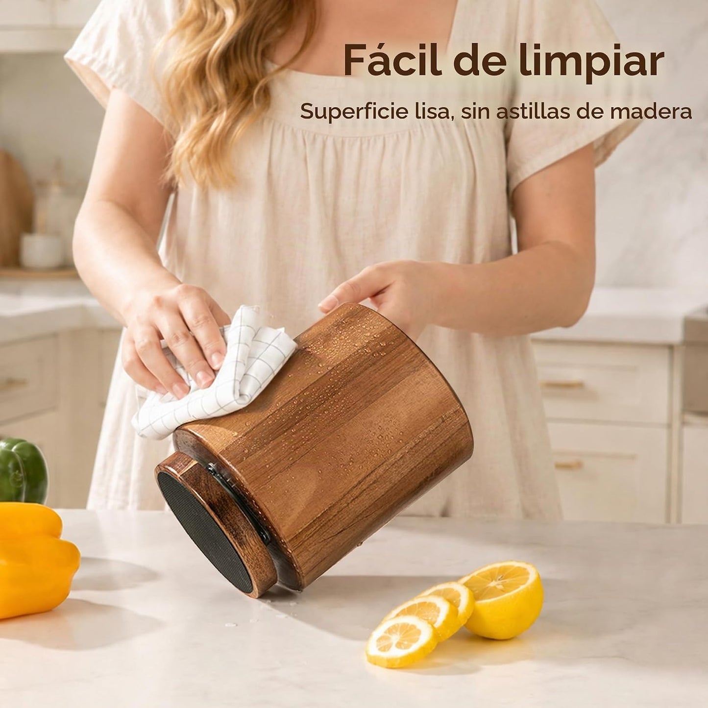 Fyctio Soporte para utensilios de madera de acacia, giratorio en 36...