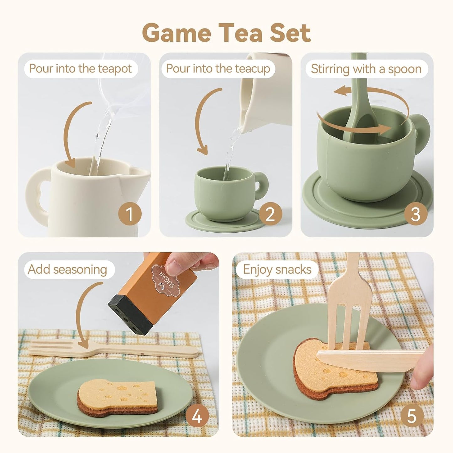 Parrilla de camping de madera para niños y juego de fiesta de té, j...