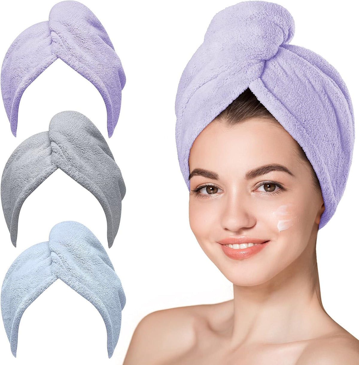 Hicober Toalla de microfibra para el cabello para mujer, morado, az...