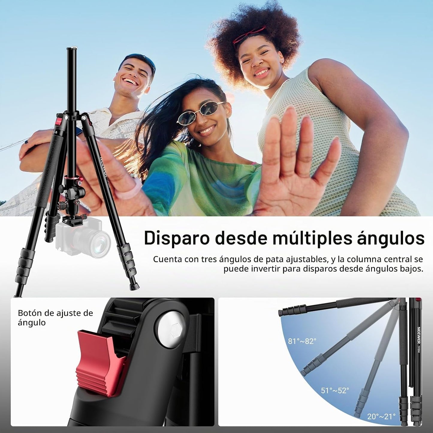 NEEWER Basics - Trípode para cámara superior con cabeza esférica y...