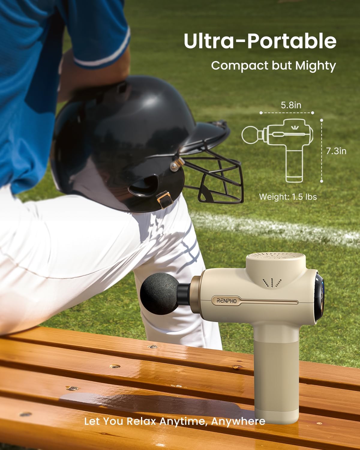 RENPHO Pistola de masaje activa, masajeador de espalda de percusión...