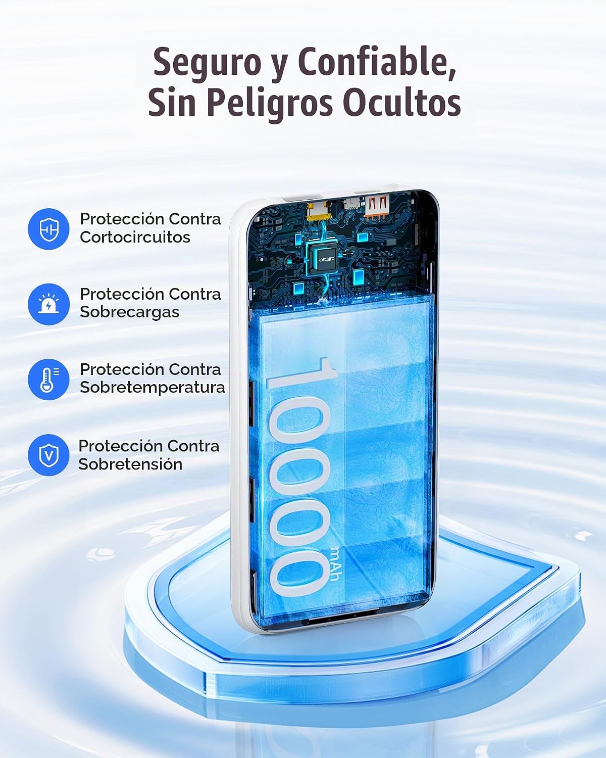 Qecvec Cargador portátil de 10000 mAh, paquete de 2 baterías portát...