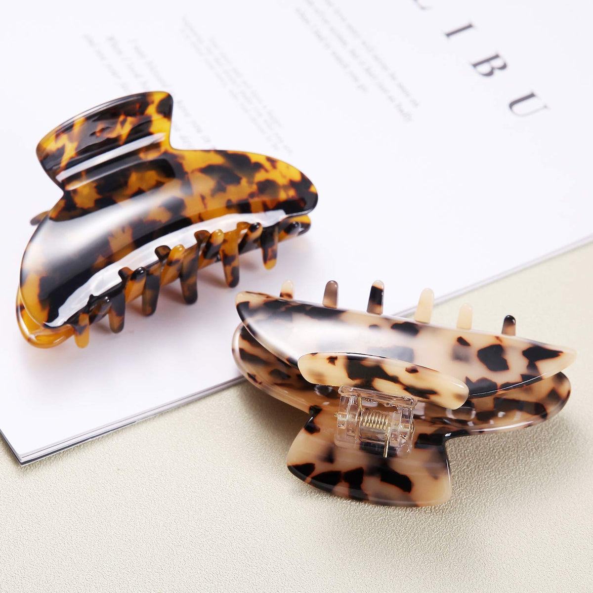 2 pinzas grandes para el cabello, conchas de tortuga, pinzas para c...