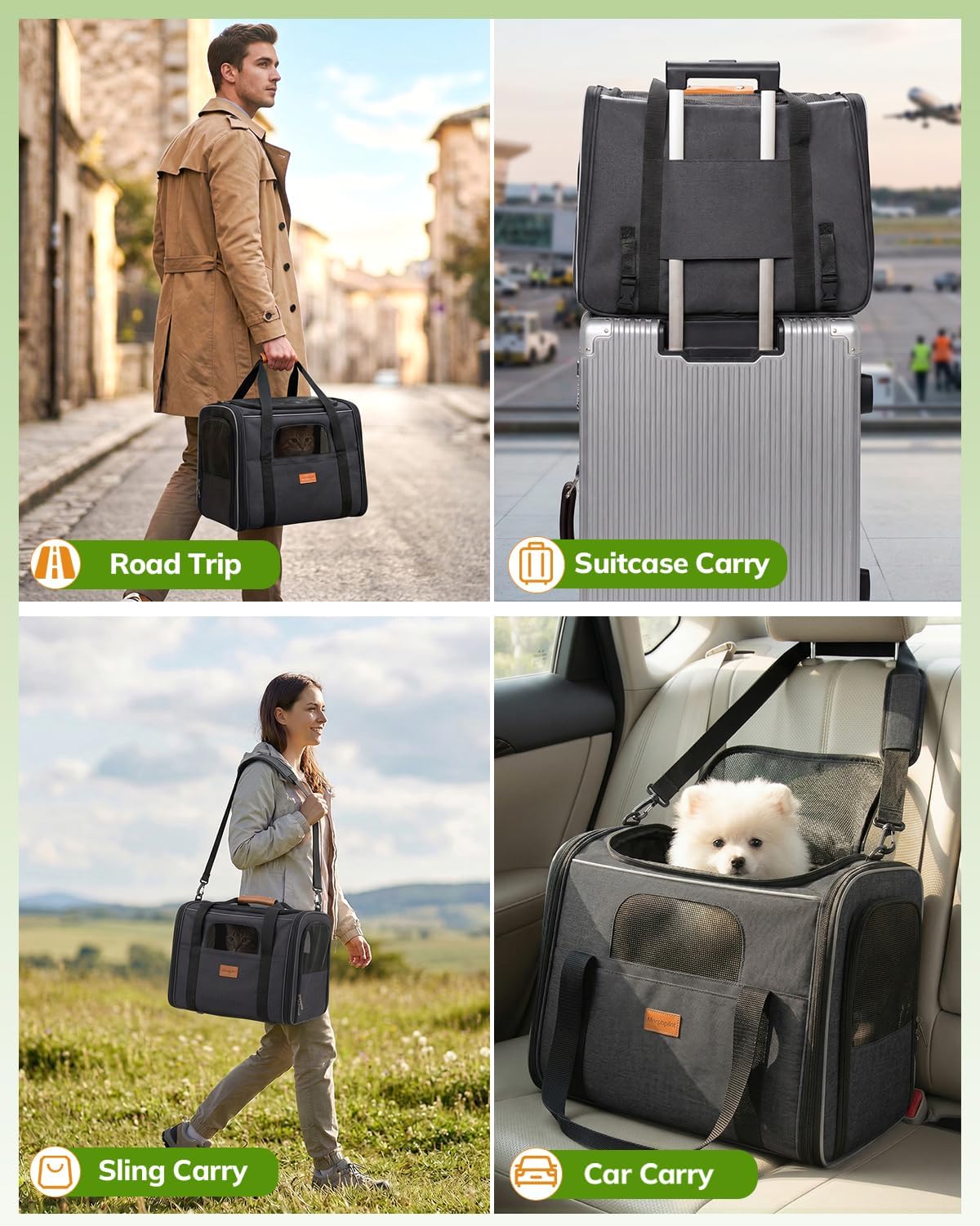 morpilot - Bolsa de transporte para mascotas, portátil, de tela ple...