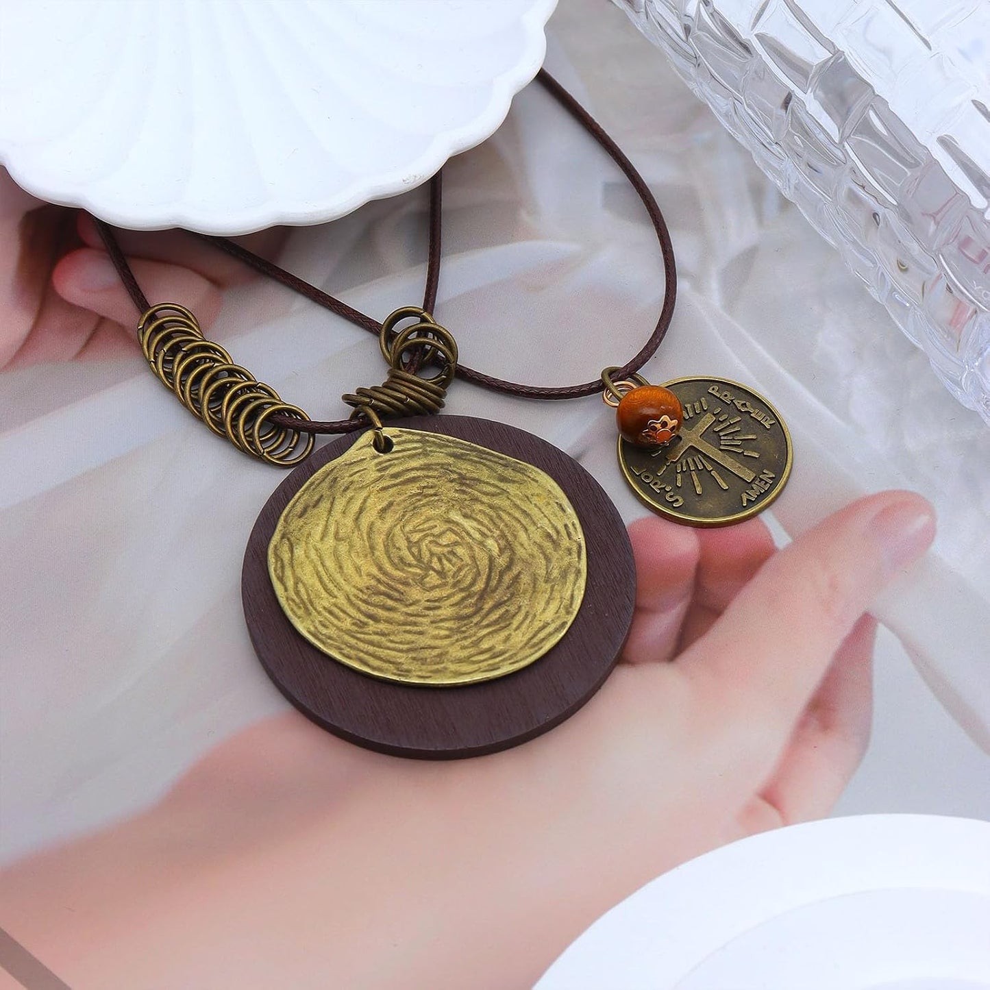 GIGB PBDK Collares largos bohemios para mujer, cordón de cuero apil...