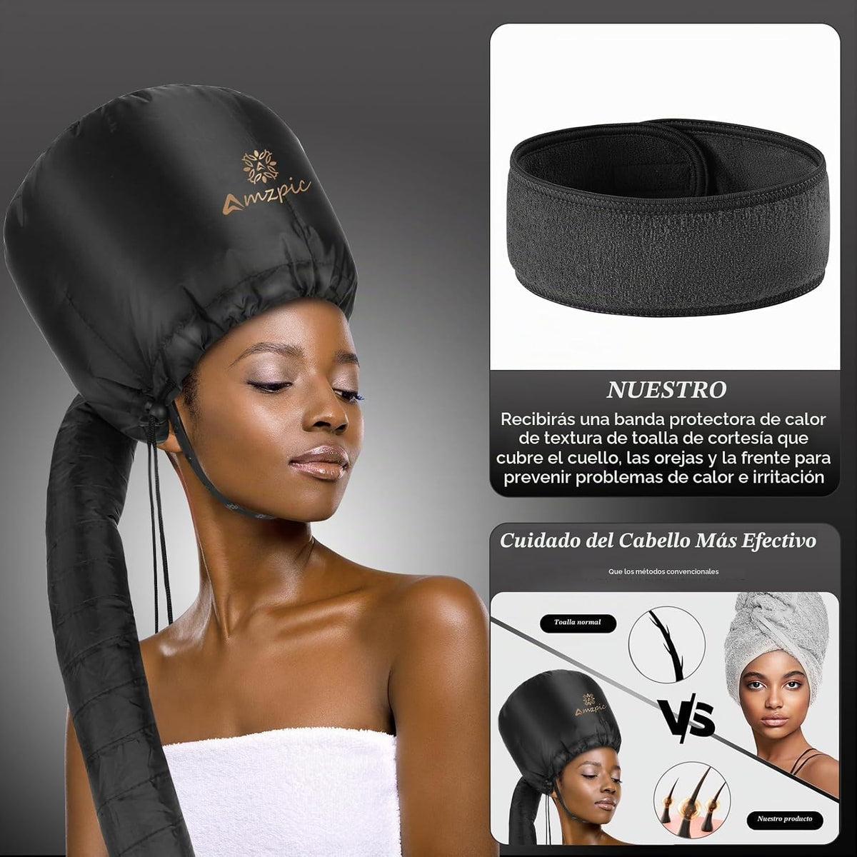 Accesorio para secador de pelo de capó, suave, ajustable, extra gra...