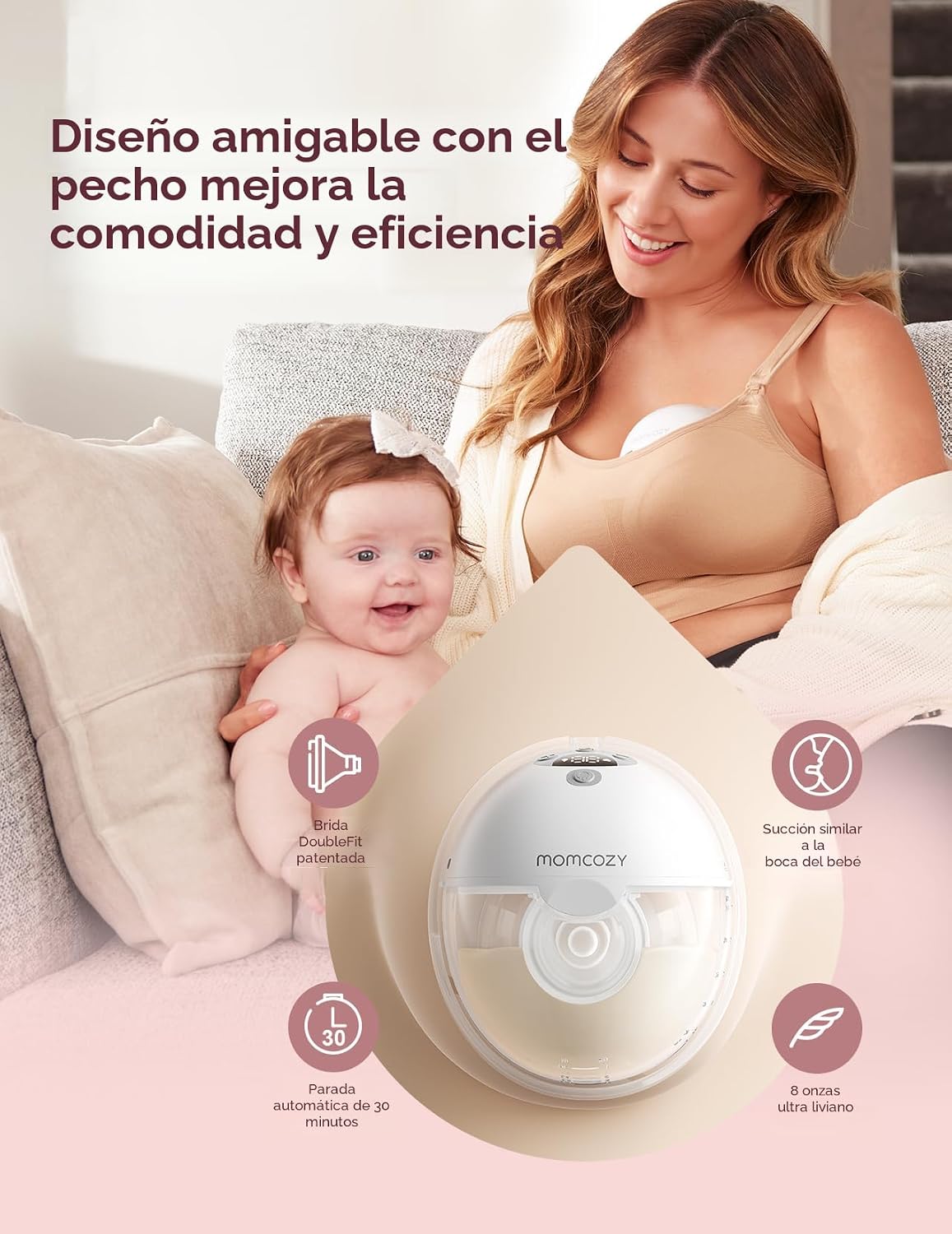 Momcozy Extractor de leche portátil controlado por aplicación intel...