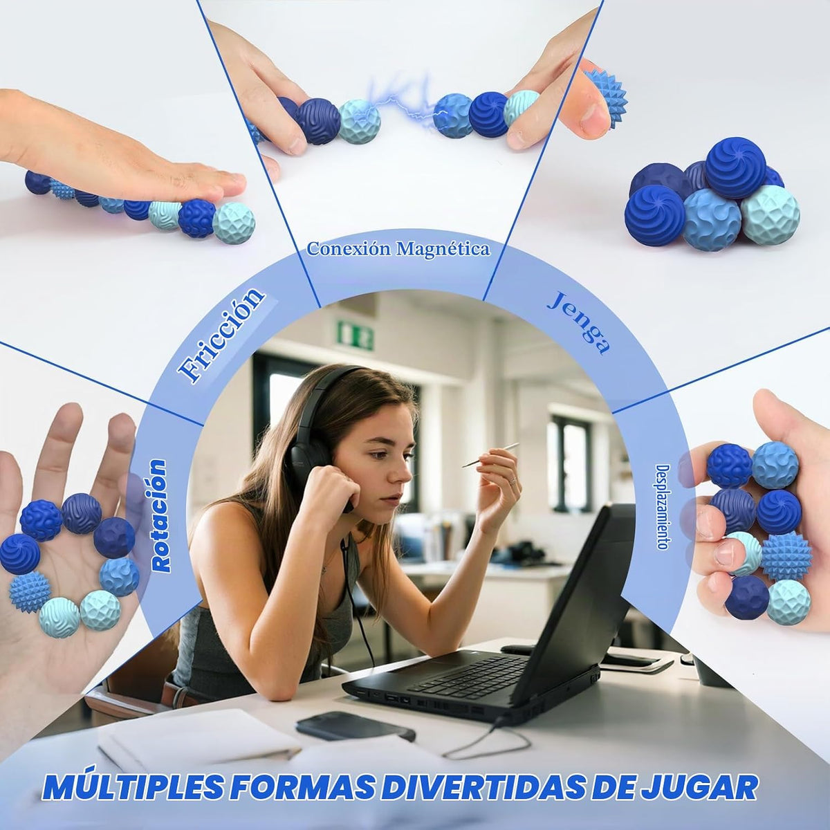 Bolas magnéticas de silicona, juguetes antiestrés para adultos y ad...