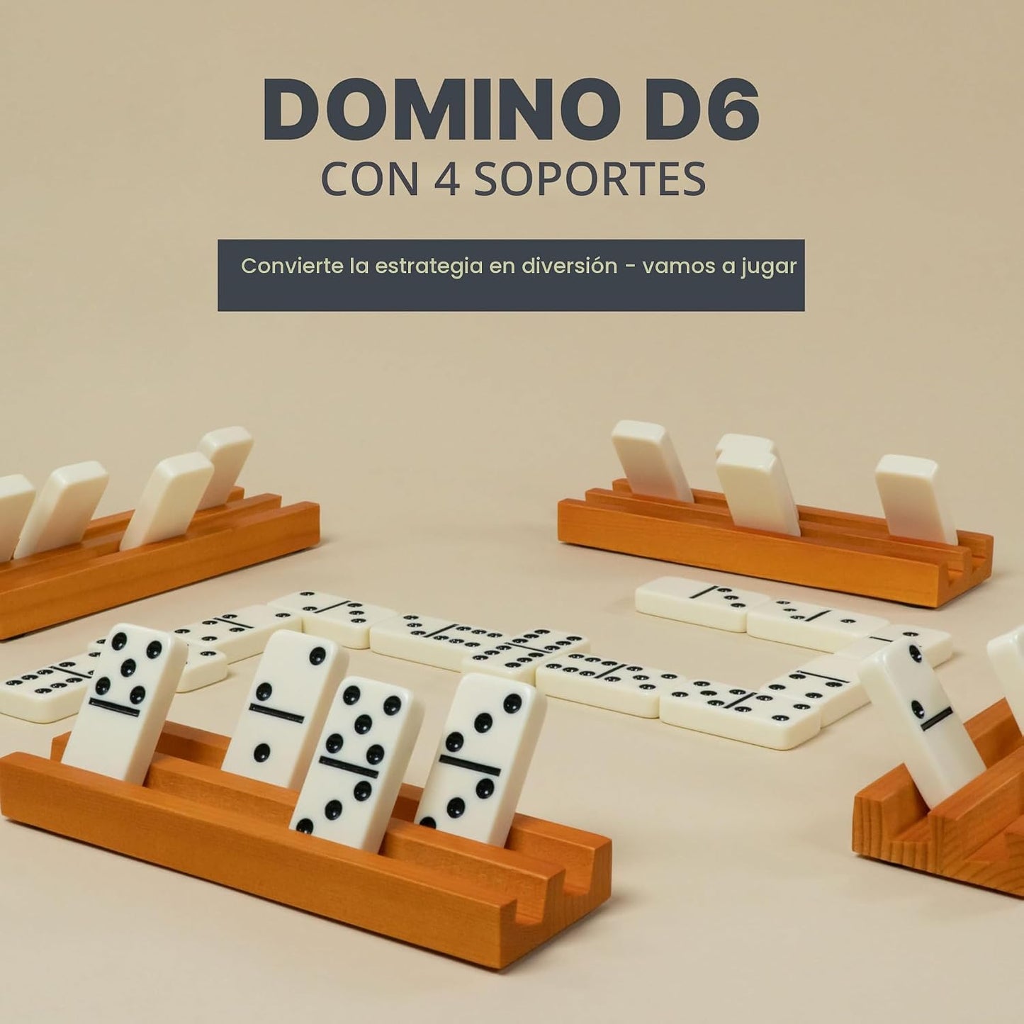 Queensell Juego de dominó para adultos con 4 bastidores de dominó \...