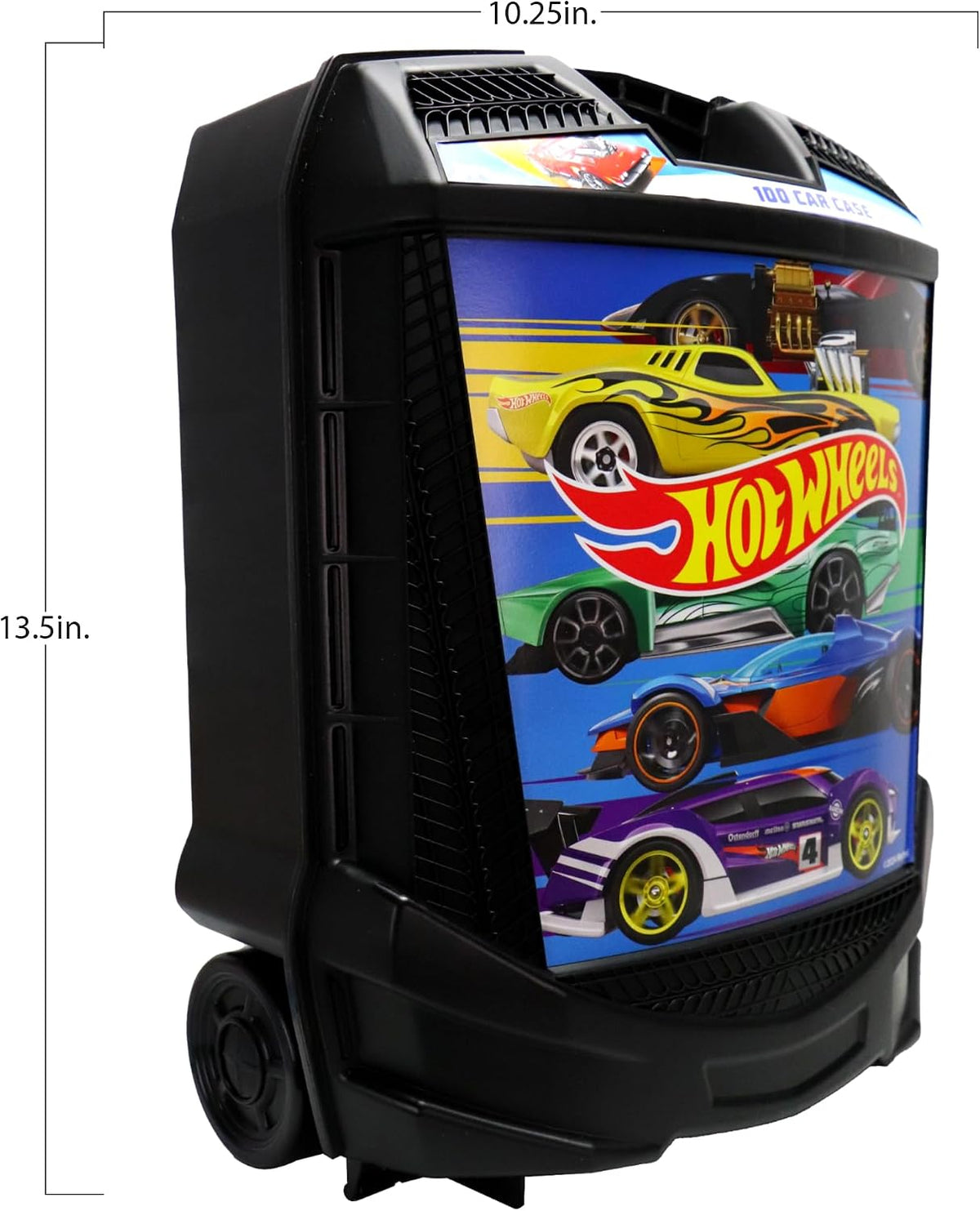 Hot Wheels - Caja de almacenamiento con ruedas con mango retráctil,...