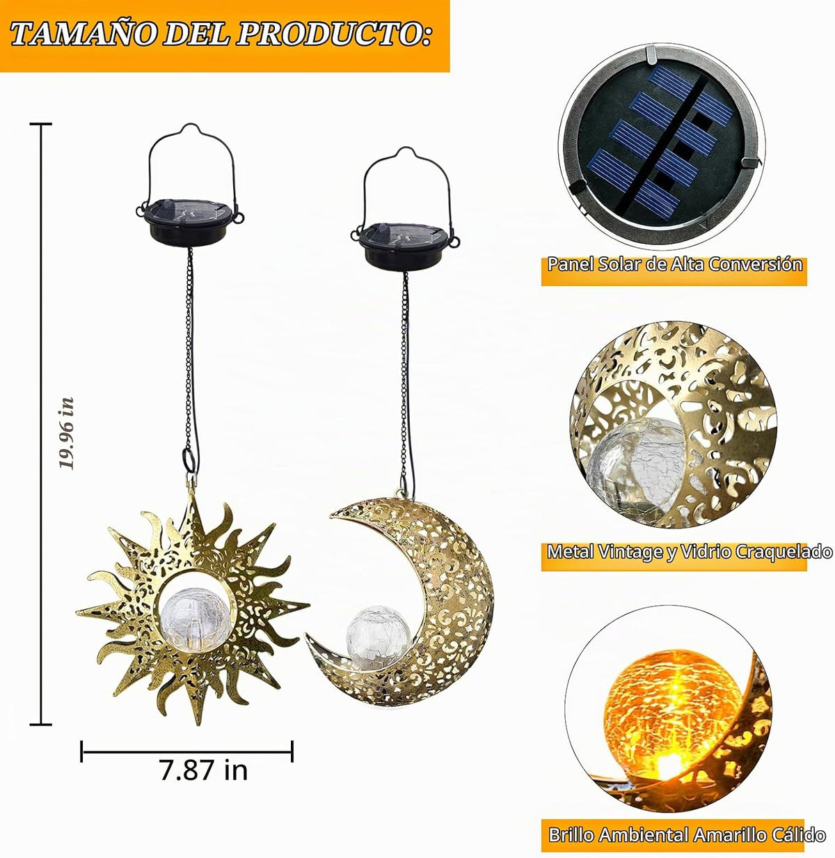 Amugmilk Luces solares colgantes para exteriores, paquete de 2 lint...