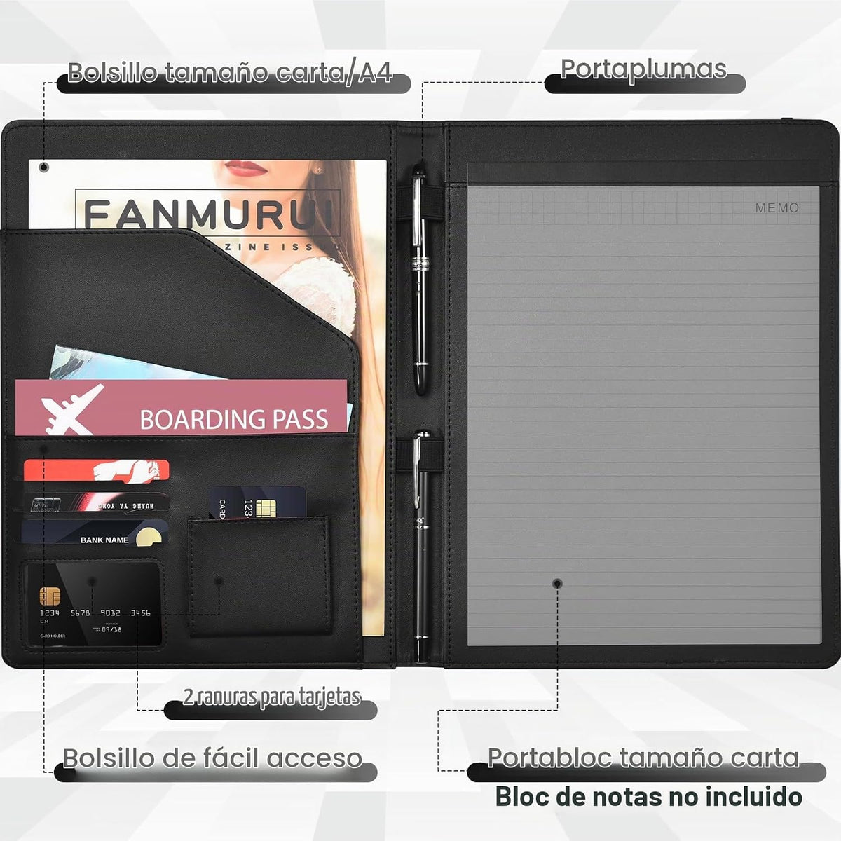 Portafolio con Portadocumentos Pacific Mailer Cuaderno con Portadoc...