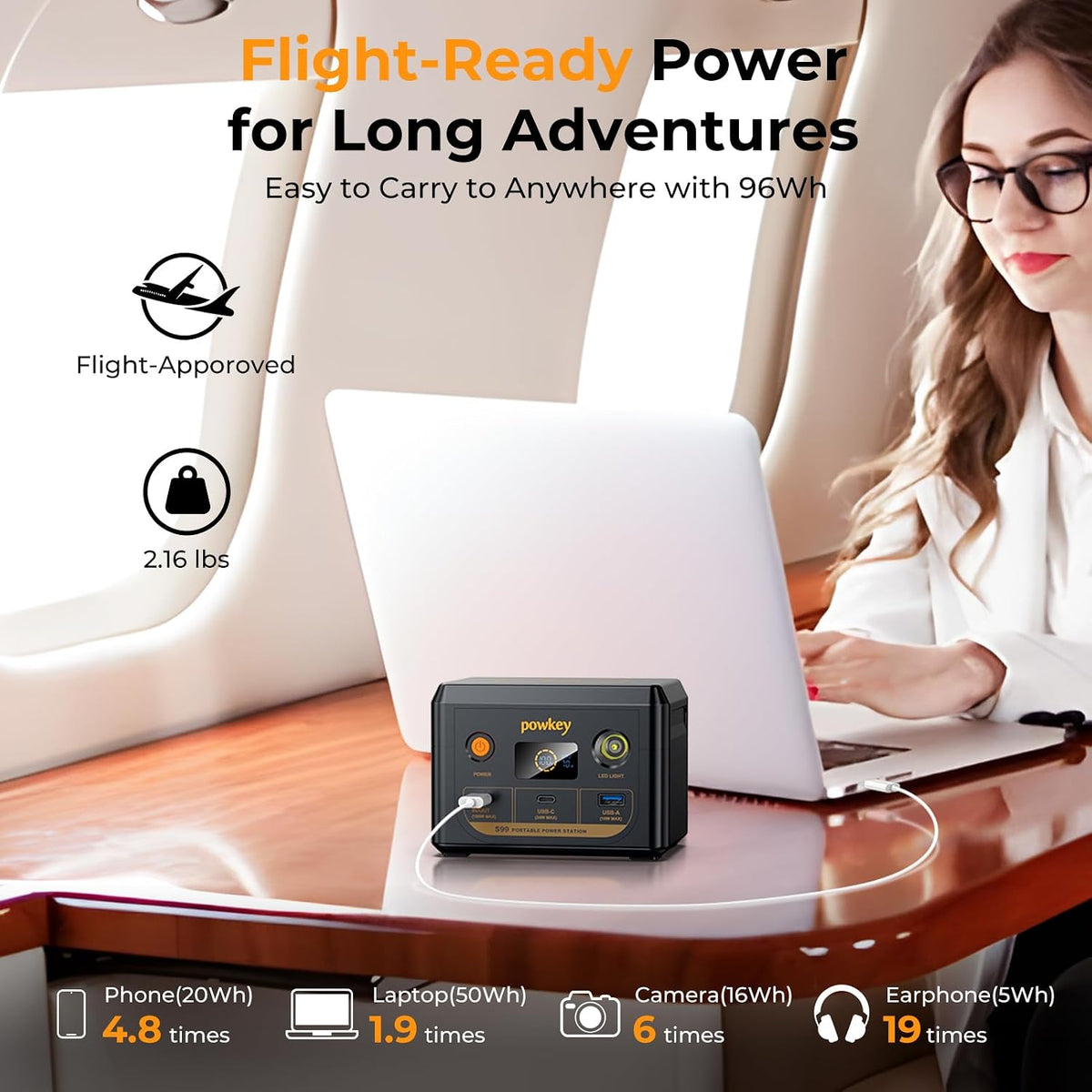 powkey Estación de energía para portátil 30000mAh 100W Cargador por...