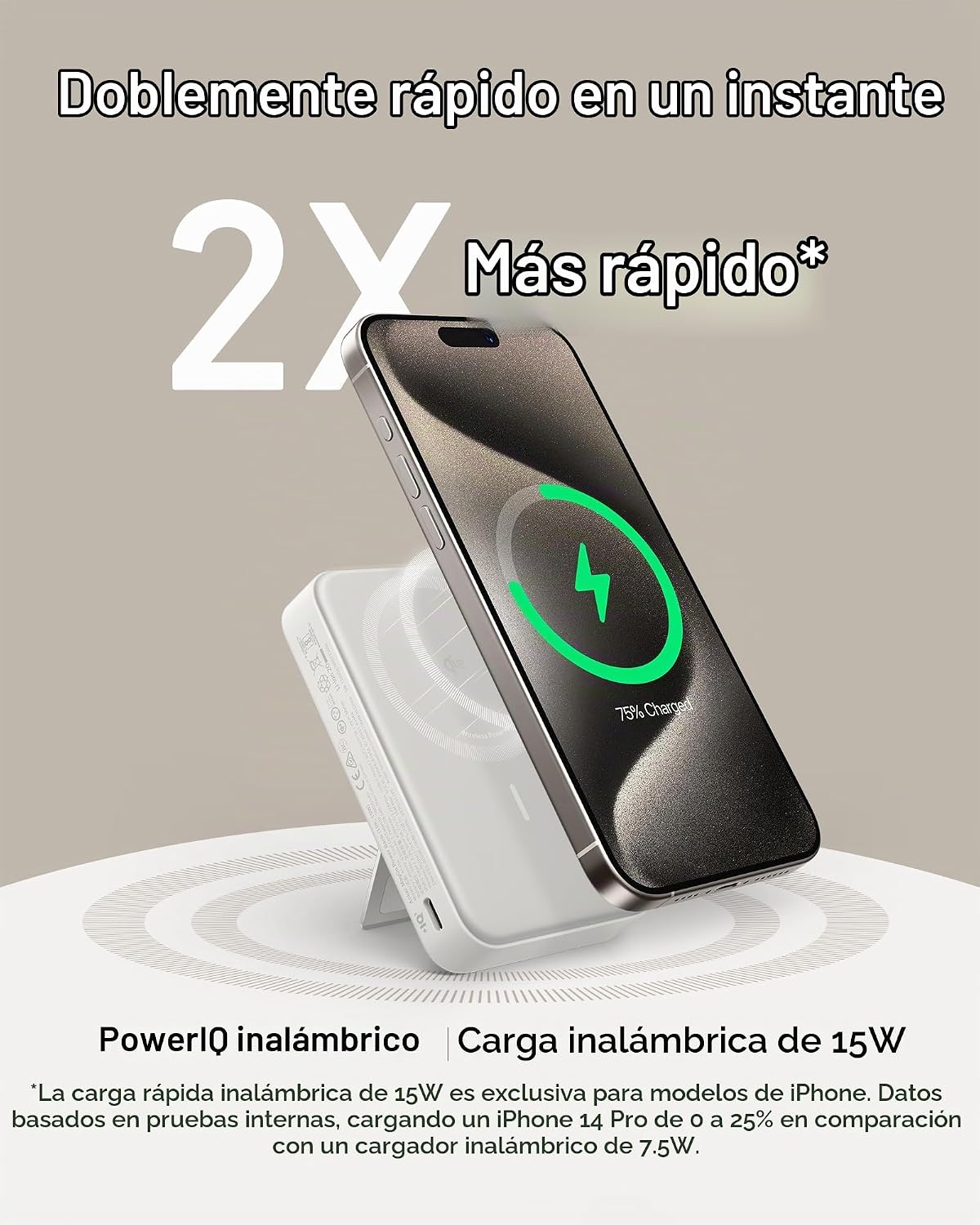 Anker MagGo Power Bank, Cargador portátil compatible con MagSafe, c...