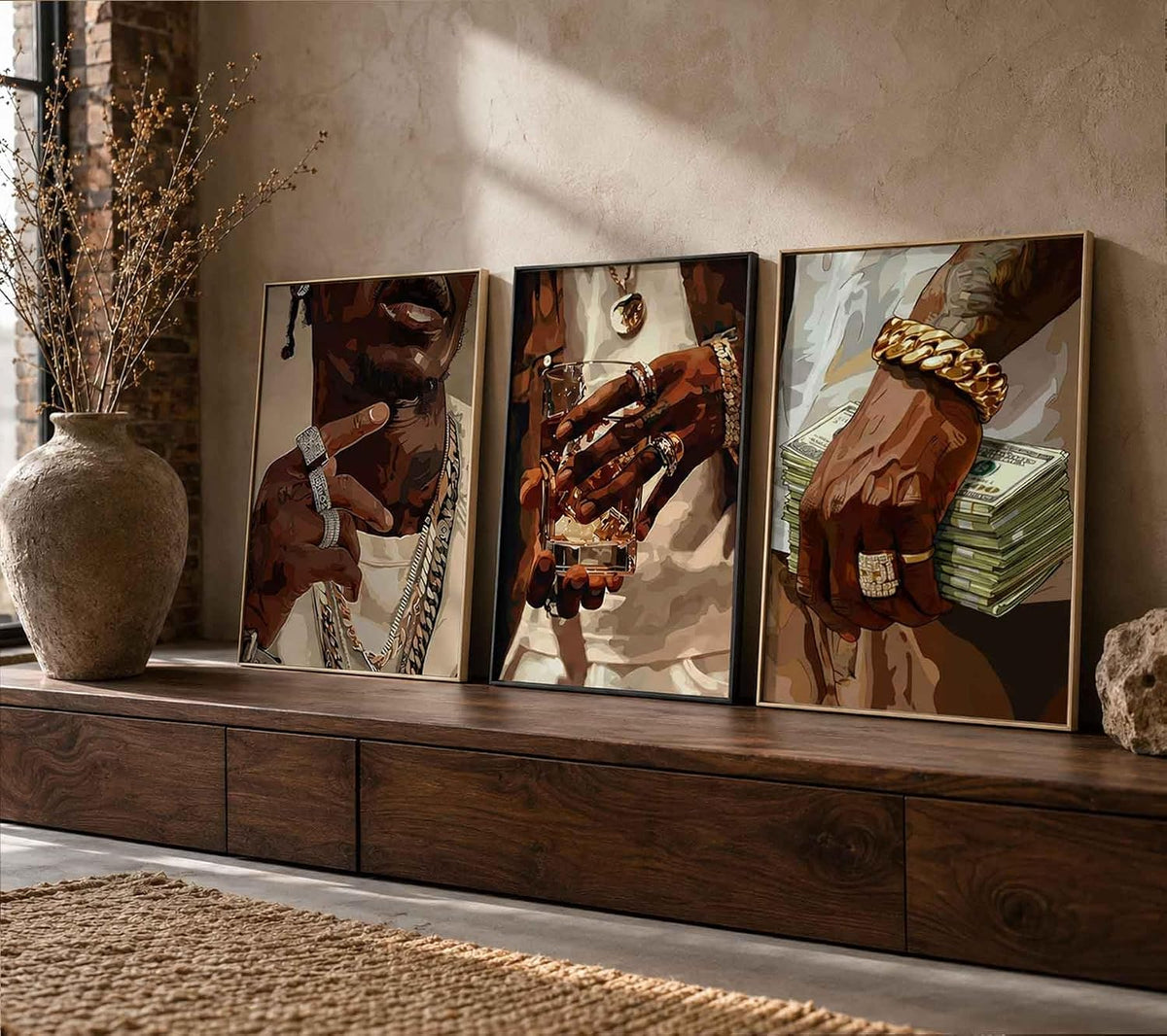 3 piezas de arte de pared de moda afroamericano, hombre negro moder...
