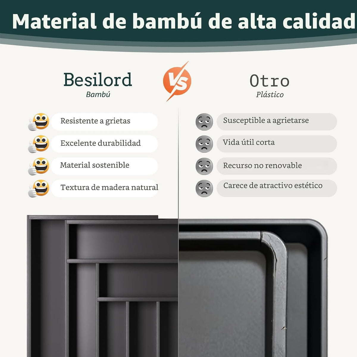 Organizador de Cubiertos Grande, Conectado Magnéticamente Expandibl...