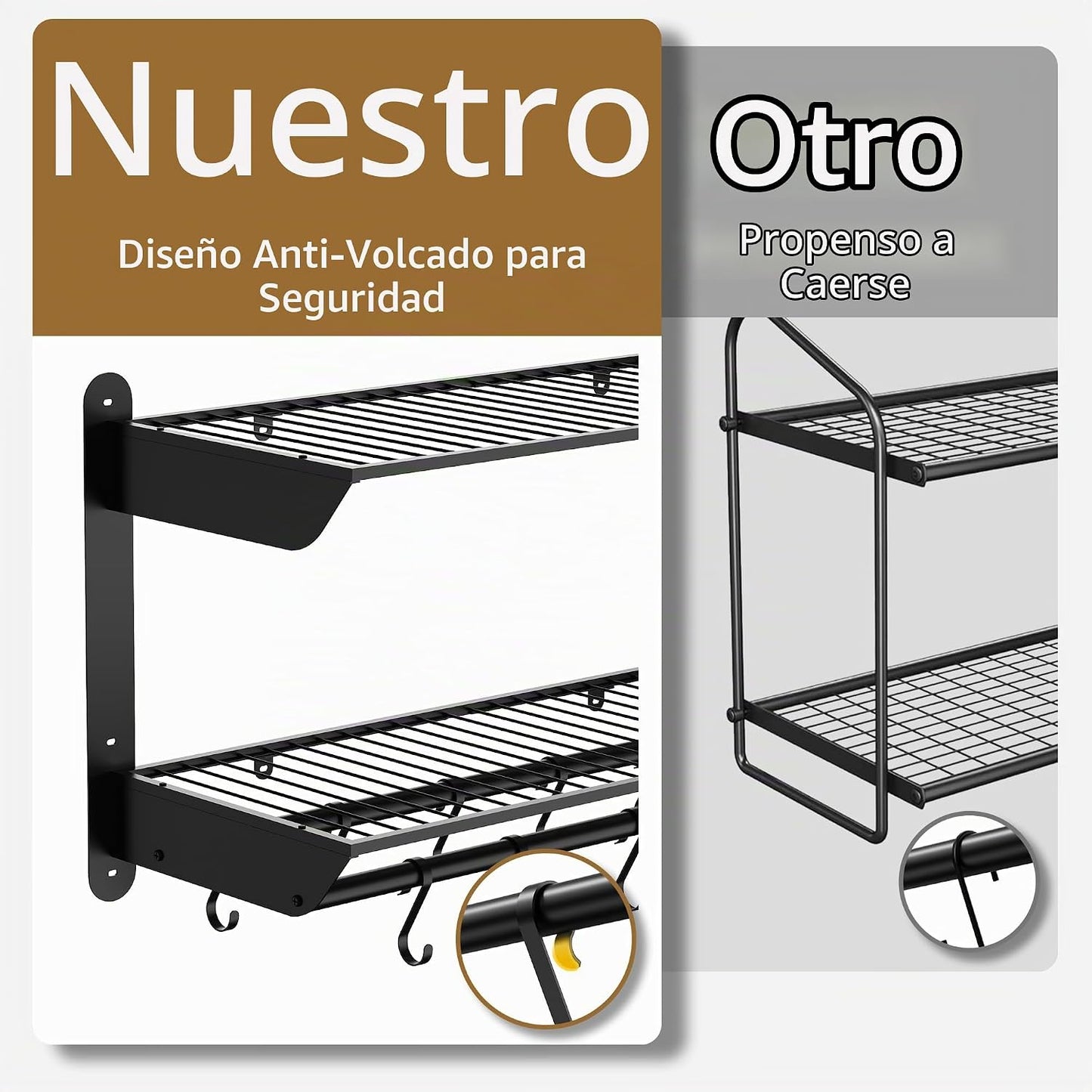 YIGII Estante organizador de ollas y sartenes montado en la pared d...