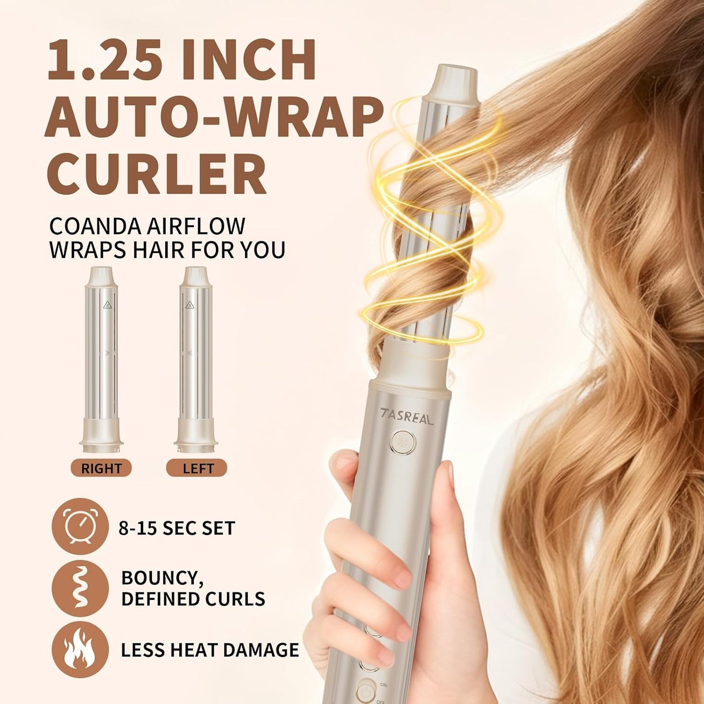 TASREAL 5 en 1 Air Styler, cepillo secador de pelo caliente con riz...