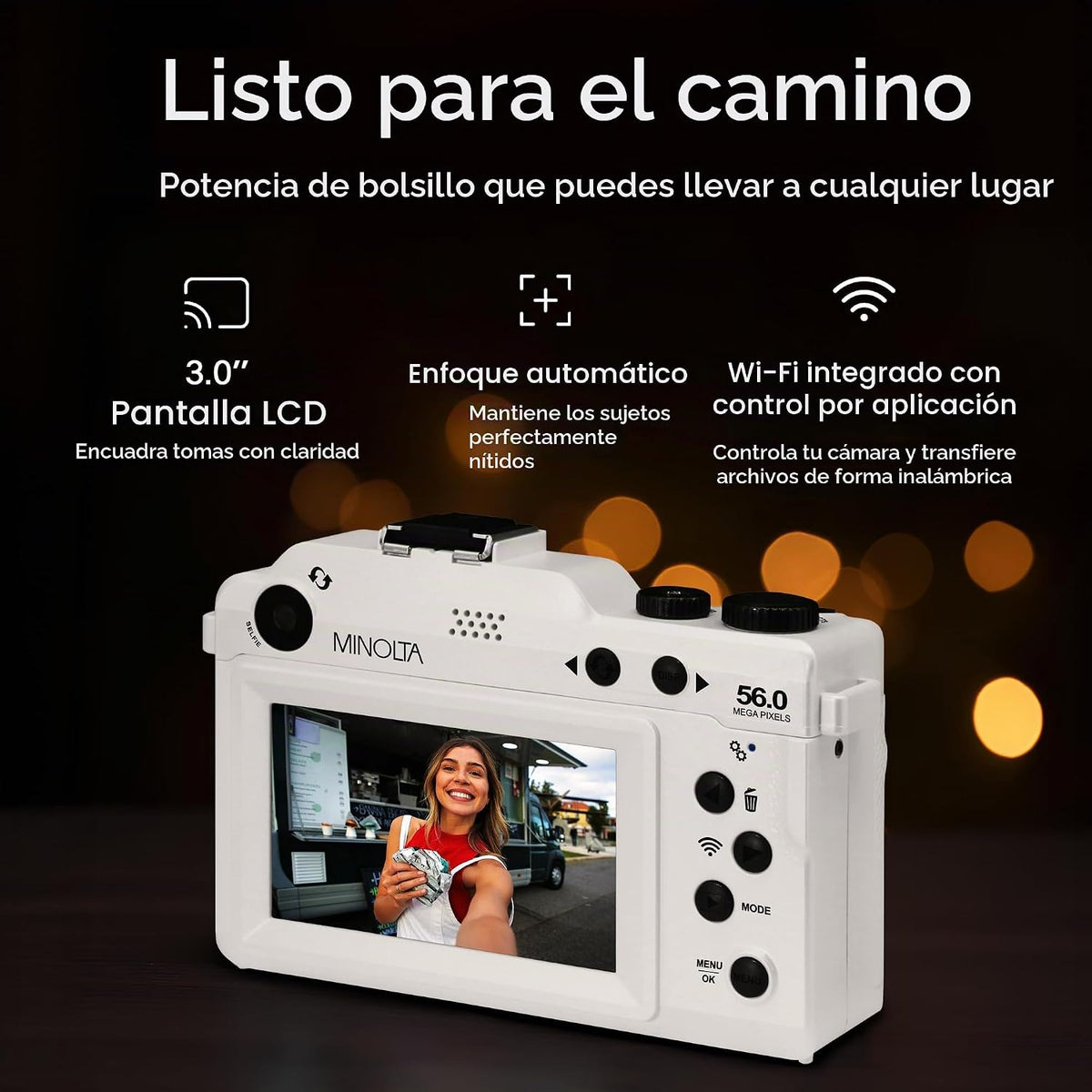 Minolta Cámara MND65 de 56MP, selfie de doble lente, video 4K 60FPS...