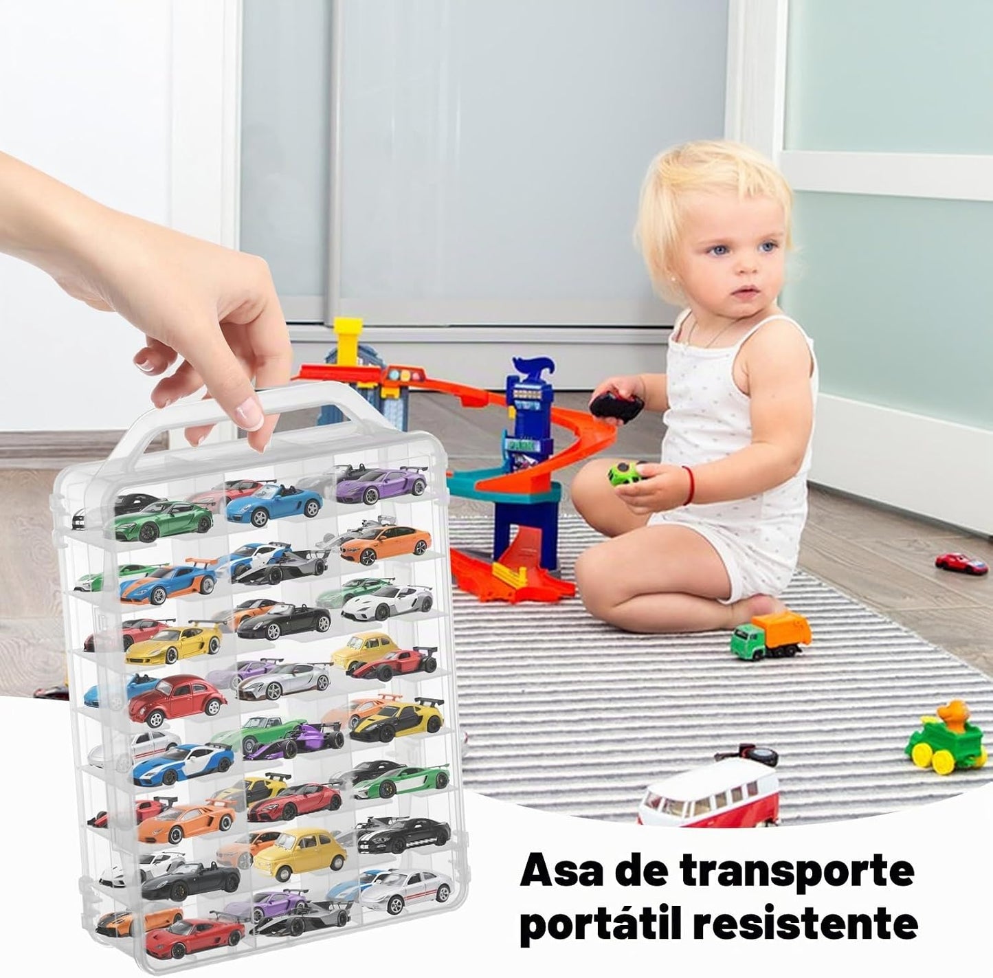 Estuche de almacenamiento de auto de juguete de doble cara a escala...