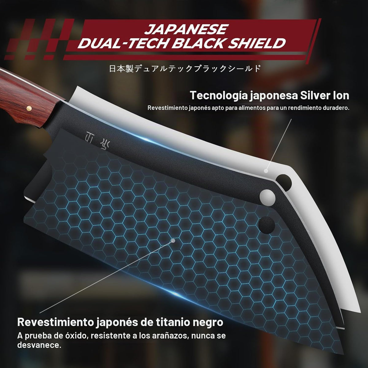DRGSKL - Cuchillo de carnicero negro para cortar carne de 8 pulgada...