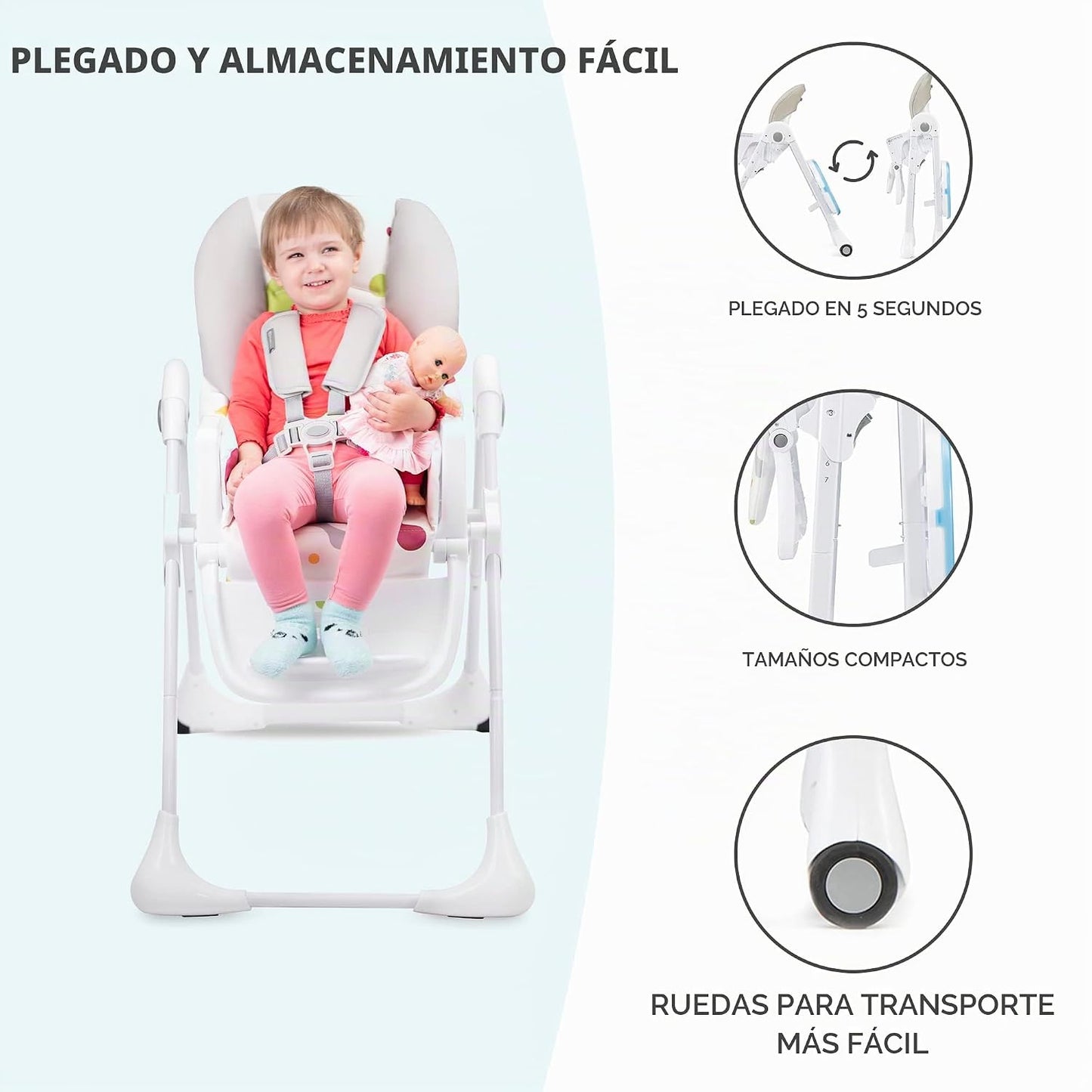 Kinderkraft Trona Yummy, Silla de bebé, ergonómica, cómoda, reclina...