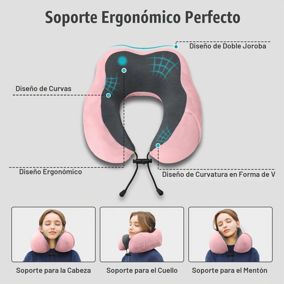 Almohada de viaje, almohada de cuello de espuma viscoelástica para...