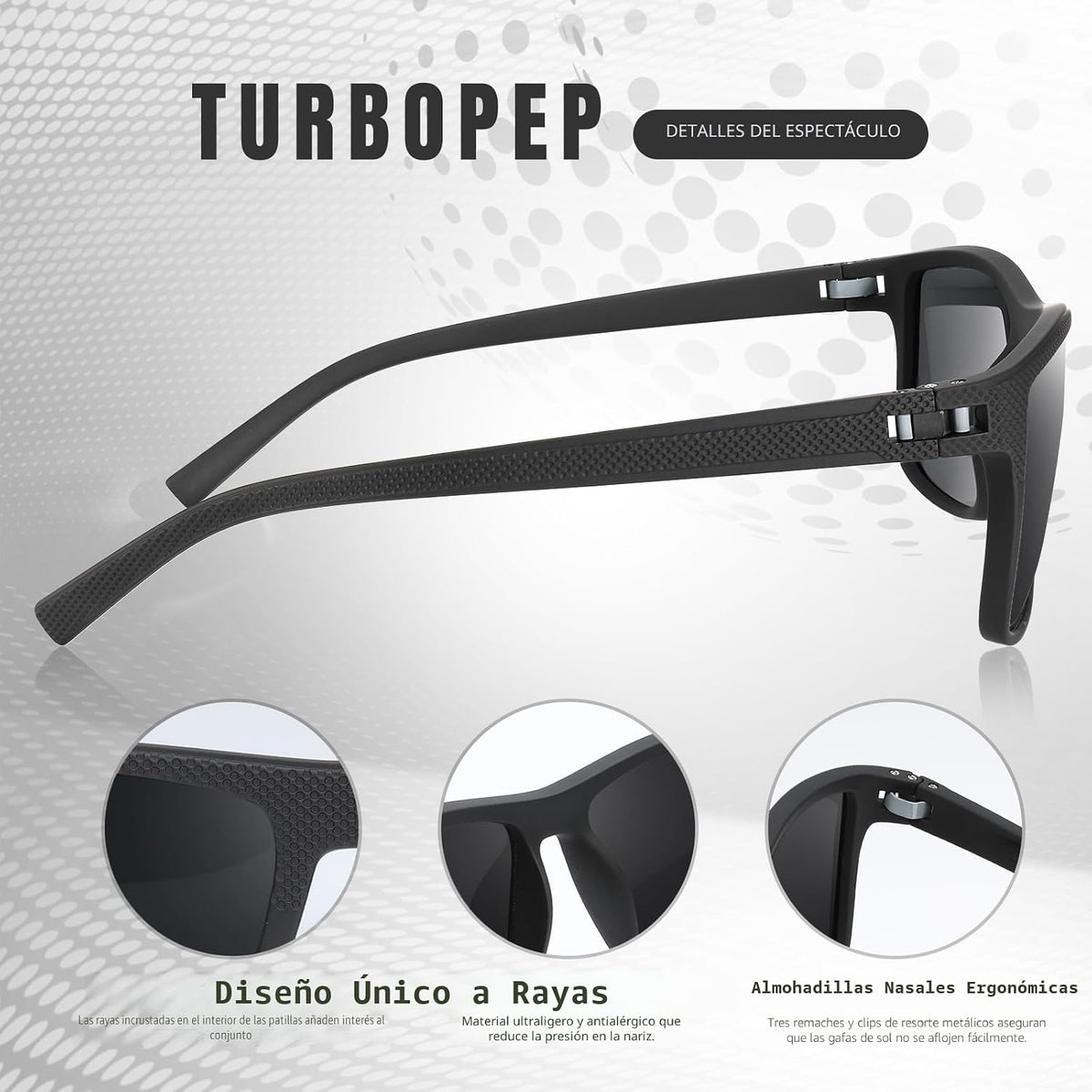 TURBOPEP Gafas de sol polarizadas cuadradas para hombres y mujeres...