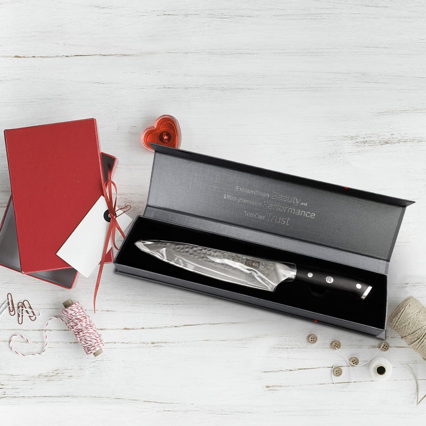 SHAN ZU Cuchillo de chef, cuchillo de acero damasquino de 8 pulgada...